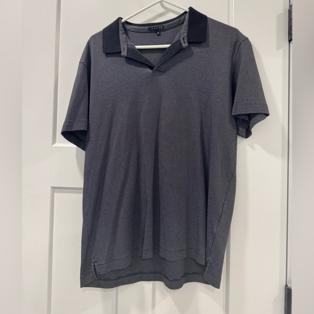 Men’s Theory Short-Sleeve Polo Shirt – Dark Gray with Contrast Collar
